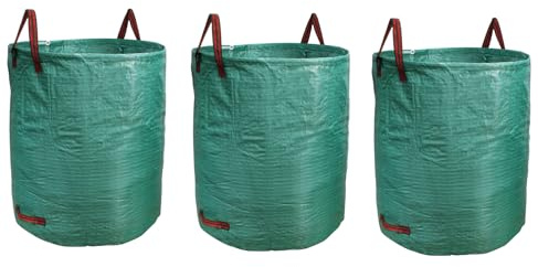 3 Stück 60 L Gartensack Laubsack Gartenabfallsack stabil - Gartensäcke für Gartenabfälle - Laubsäcke Rasenschnitt - Grünschnittsäcke faltbar, groß