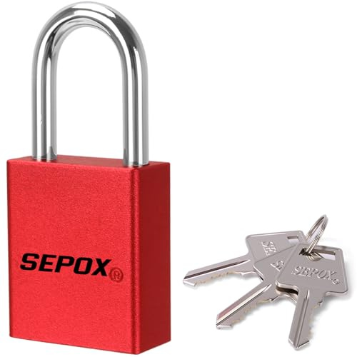 SEPOX® 40mm Aluminum Red Padlock Long Shackle Outdoor Anti-Rust with 3 Key | For Lock-Out, Gate Shed Fence Toolbox, GYM Locker Lock Body Heavy Duty Brass Cylinder All-Weather, High Security& Lightweight