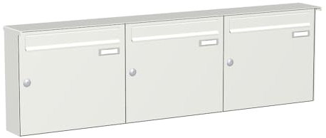 KNOBLOCH Briefkastenanlage | Aufputz | 3-Fach | Verkehrsweiß RAL 9016 | senkrecht | optional 2. Namensschild & 3 Schlüssel