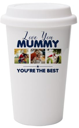 Giftme Personalised Love You Mummy You’RE The Best, Wall Eco Insulated, White Ceramic Travel Mug, with White Lid.