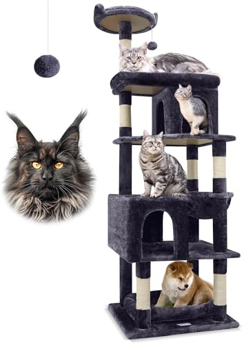 Globlazer S72 Kratzbaum XXL 183 cm mit Mehrere Liegefläche für Große Katzen | Katzenbaum Große Katzen Stabil mit 2 Katzenhaus, Abnehmbares Katzenbett Plattform Aktivitätskratzbäume für 2/3/4 Katzen Innen