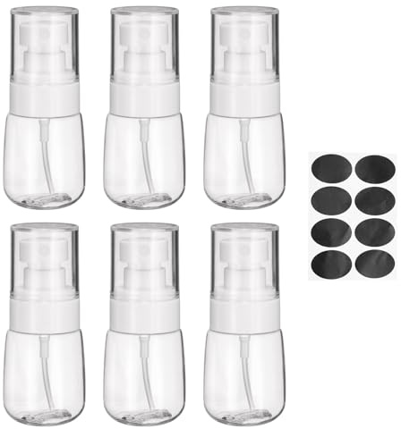 sourcing map Lot de 6 petits flacons pulvérisateurs de 30 ml - Flacon pulvérisateur de voyage - Brume fine - Rechargeables - Avec étiquettes pour parfum, cosmétiques, huiles essentielles (transparent)
