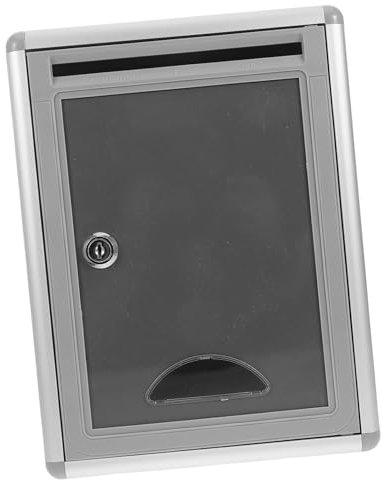 Holibanna Locking Wall Mounted Mailbox with Key Secure Post Box Large Capacity Grey Letter Box for Outdoor Home Office Use