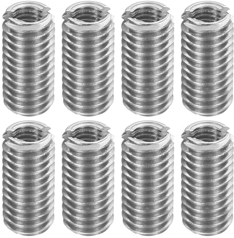 sourcing map Lot de 8 inserts filetés en acier inoxydable M5 x 0,8 mâle vers M3 x 0,5 femelle - Adaptateurs de filetage de 10 mm de long - Vis de réparation pour bois dur et tendre