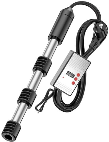 Electric Immersion Heater 2500W - Cartridge Water Heater with Digital LCD Thermometer, Submersible Heater with Stainless Steel Guard, Auto Power Off, Adjustable Temperature Control for Tanks