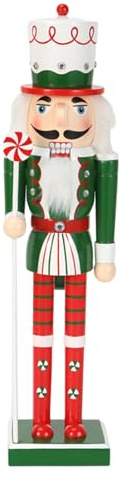 Qcbuegof Figura coleccionable de cascanueces con cinta de 50 cm con adorno de caramelo para ambientes de festivales, decoración de Navidad