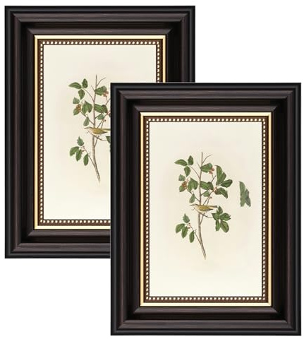 YoHyien Bilderrahmen Vintage 10x15 2er Set, Retro Fotorahmen zum Aufhängen und Aufstellen, Shabby Chic Postkarten Rahmen für Den Schreibtisch, Picture Photo Frame for Wall (Schwarz, 10 x 15 cm)