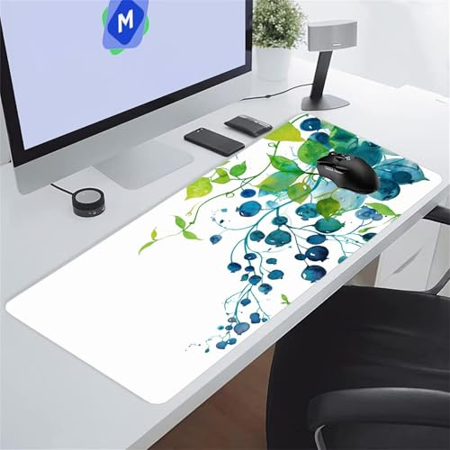 Tapis de Souris Gaming Plantes L'Aquarelle XXL Mouse Pad, Grand Tapis Bureau avec Base Anti-Dérapage, Extended Long Clavier Pad Large Mousepad pour PC Gamer et Le Bureau 1200x600x3 mm