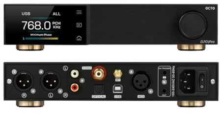 Topping D70 Pro OCTO DAC – Bluetooth 5.1 LDAC, 8x CS43198 USB PCM 32bit/768kHz DSD512 Decoder, Opt Coax Digital-Analog-Wandler, Vollbalancierter Audio-Vorverstärker DAC mit Fernbedienung, Schwarz