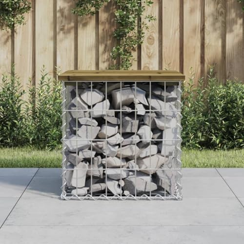 WKIEQACO Gartenbank Gabion Design 43x44x42cm imprägniert Kiefer Outdoor Sitzbank Outdoor Sitzbänke