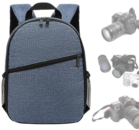 Zaino per fotocamera – Porta attrezzi impermeabile, custodia con tracolla regolabile, confezione da viaggio imbottita | grande capacità di archiviazione con divisori per lenti per SLR, DSLR