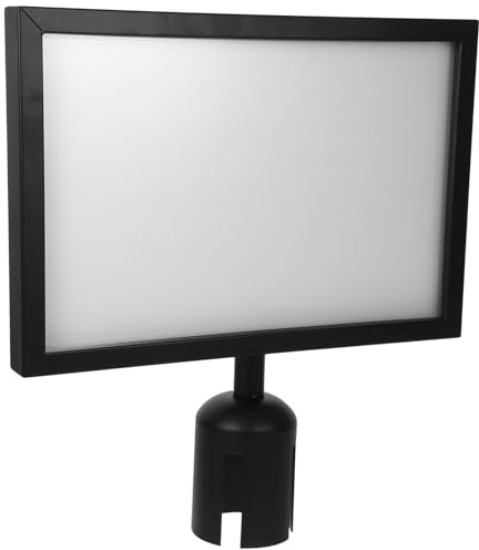 HAPINARY Black Horizontal Stanchion Sign Holder for Retractable Belt Queue Posts Easy Installation Crowd Control Frame for Airport Event and Commercial Guidance Signs