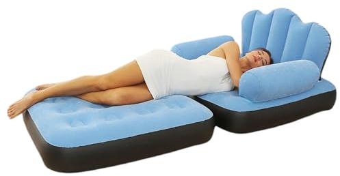 Uppblåsbar soffa - 5-i-1 Faltbarer Luftsessel Mit Armlehne | Vielseitiger Lazy Lounge Chair Für Innen- och Utanpåliggande luft, bekväm sängsoffa för vardagsrum, balkong, trädgård, picknick