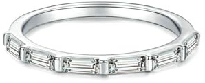 Whoiy Eheringe 585 Weißgold Damen, Trauring mit Moissanite Echtgold Ringe Verlobung Halbe Ewigkeit Gold 14k Hochzeitsring für Frauen Gr. 62 (19.7)