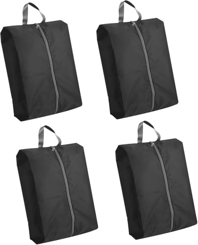 4 pezzi Borsa per Scarpe – Sacchetti Impermeabili per Viaggio - ideale per scarpe da viaggio e vacanze (Nero)