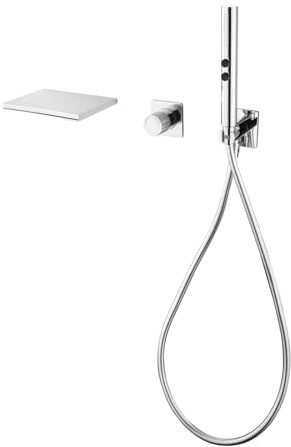 XJTNLB Miscelatore Vasca da Bagno a Cascata con Doccetta 2 Modalità Rubinetto Incasso Doccia Cromato Miscelatore per Doccia con Deviatore