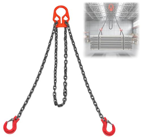 Heavy Duty Lifting Chains with Adjustable Hooks, 5/16 Inch x 10 Ft, Maximum Load 7000lbs, G80 Industrial Dual Leg Chain Slings, Heavy Duty Lifting Chains for Engine Hoist, Lift Heavy Objects