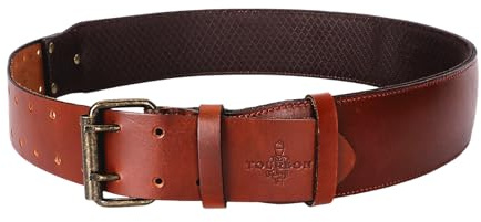 Heavy Duty Leather Tool Belt 2.5 Inch Wide Adjustable Work Belts for Men | Double Prong Leather Belts, Breathable Mesh Lining, Fits 33 to 45 Waist Sizes, Carpenters, Electricians, Mechanics Gear
