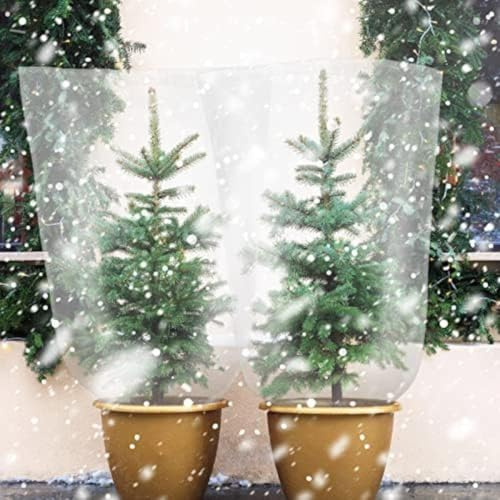 Housse de protection contre le gel en plastique avec cordon de serrage pour plantes d'extérieur, abri d'hiver pour arbustes, jeunes arbres et petites cultures (140 x 200 cm)