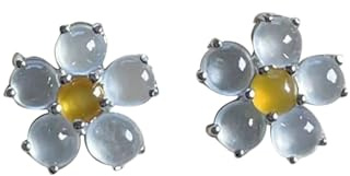 S925 Silver med Natural Jade White Ice Flower Örhängen för Kvinnor Yoga Äkta 1