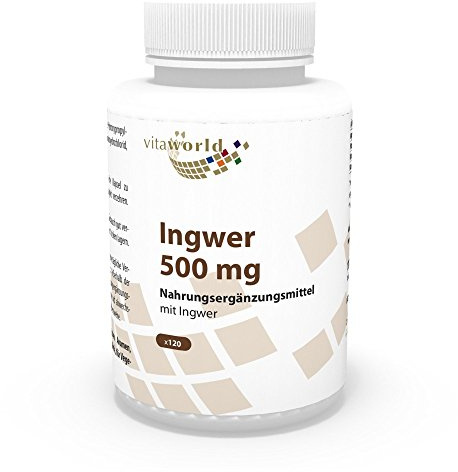 Vita World Ginger Root 500mg 120 Vegetarian Capsules Made in Germany