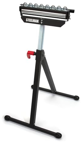Steelman Single Roller Stand Workstation Support, Durable Steel Construction, Adjustable Height, Foldable for Portability, 132 lb. Capacity