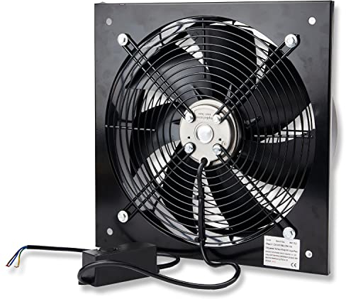 Commercial Extractor Industrial Ventilation Axial Exhaust Blower Flow Air Plate Fan 12 Inches 300MM Black (Heavy Duty Metal With Speed Control Regulator)