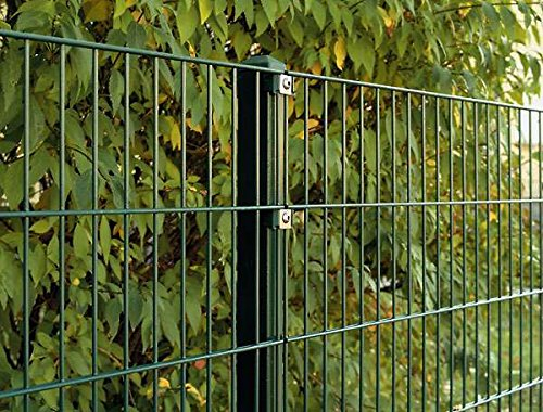 Doppelstab-Mattenzaun Komplett-Set/Grün / 163cm Hoch / 10m Lang