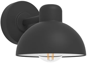 Eglo Entrimo Lampada da Parete per Esterni a 1 Luce, Attacco E27. IP44. in Acciaio Zincato, Nero