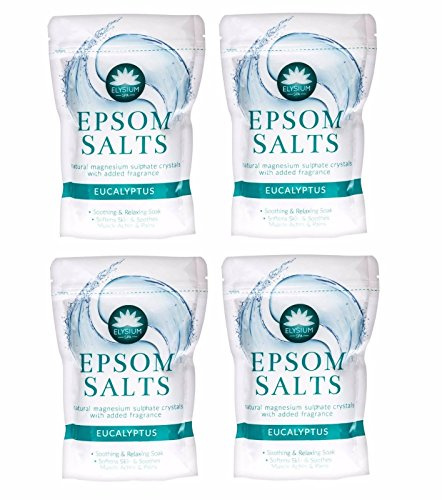 Elysium Spa Bath Salts Natural Magnesium Sulphate Crystals Eucalyptus Salt 450g Wilsons Direct (4 x Eucalyptus Salt)