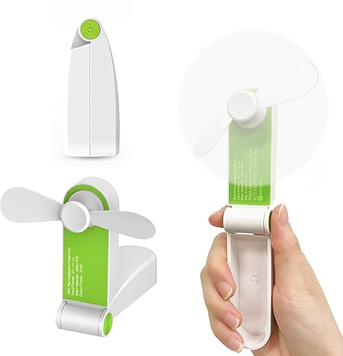 Genround Handheld Fan Mini Electric Hand Held Fans, Hand Fan Rechargeable Portable Folding USB Fans Battery Operated Small Desk Fan Foldable Quiet Pocket Fan for Travel Outdoor Home Office