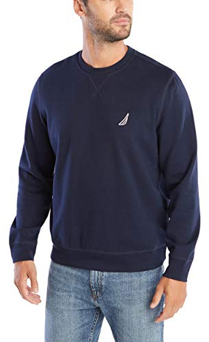 Nautica Men's Basic Crew Neck Fleece Sweatshirt Sweater, Navy, X-Large