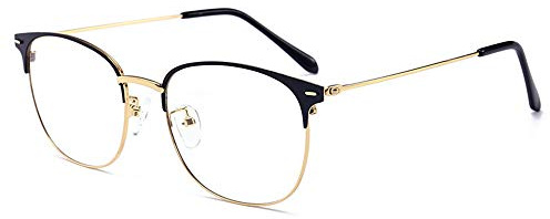 LNTICB® Blue Light Blocking Glasses Computer Reading Glasses Vintage Metal Frame Eyeglasses Clear Lens Filter UV Light Anti Fatigue Lightweight Professional for Men Women
