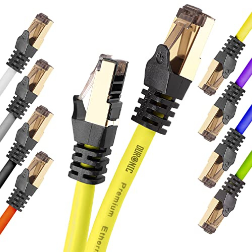 Duronic CAT8 YW 2 m Cavo Ethernet S/FTP RJ45 40Gbps 2000MHz Giallo | Compatibile con switch, NAS e access point; elevate prestazioni per lavoro, studio e intrattenimento.