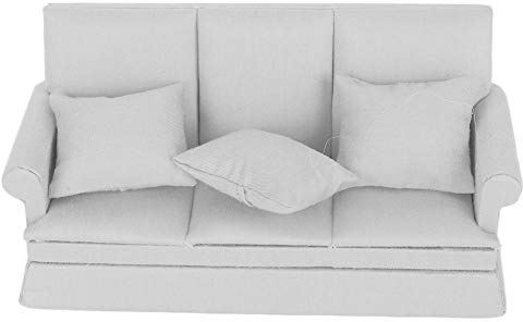 Haokaini Mini Dollhouse Sofa 1/12 Scale Dolls House Armchair Furniture Sofa Couch with 3 Removable Cushions Fit for Barbie Dolls House Girls Birthday Gift