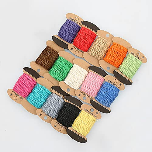 ANCLLO 15 colori filo cavo multicolore lino corda per fatto a mano, strati di juta, Corda di spago per opere d'arte, Artigianato fai-da-te, Cordino per confezioni regalo