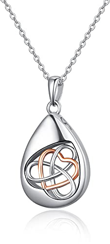 TANGPOET Asche Halskette 925 Sterling Silber Urnenhalskette für Asche Denkmal Feuerbestattung Schmuck Andenken Anhänge mit Trichterfüller Kit