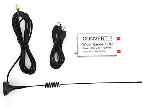 Elektronische Komponenten, USB RTL SDR Empfänger Silber Aluminiumlegierung 100KHz-1,7GHz UV HF RTL-SDR mit Antenne