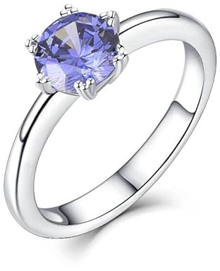 YL Ring för damer, förlovningsring/damring av silver 925, zirkon, solitärring, silverring, vigselring för kvinnor, Kubisk zirkonia