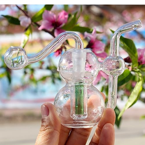 Mini-Glas-Bong Räucherpfeife Glas Ölbrenner Wasserbong Tragbare Wasserpfeife Glas Öl Pfeife Bubbler Bong Kleine Öl Tupfen Rigs für Smoking Bongs Rauchglas Pfeife Zubehör 10 mm Senden Schlauch