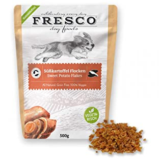 Fresco Süßkartoffel Flocken | 500 g | Ergänzungsfuttermittel für Hunde | Zur Unterstützung des Immunsystems, Blutzuckerspiegels und der Verdauung | Mit Kalium, B-Vitaminen und Kalzium