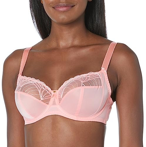 Fantasie Women's Adelle Underwire Side Support Bra Full Coverage, Sheer, Coral, 34DD