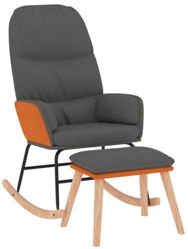 vidaXL Schaukelsessel mit Hocker Dunkelgrau Stoff