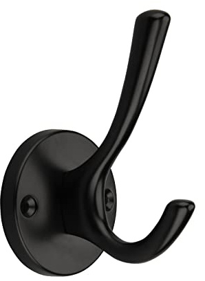 TUNNY 5 Pack Round Coat Towel Hooks - Matte Black Coat Hooks for Hanging Coats Towel Hooks for Bathroom Wall Mounted Zinc Alloy Bath Towel Hooks Robe Clothes Hook Holder Heavy Duty Wall Hooks