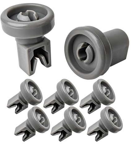 Korbrollen für Geschirrspüler, 8 Stück, in Grau, Ø 25 x 8 mm Laufrolle, Spülmaschinen Rollen universal für die meisten Geschirrspüler, Ersatz Oberkorbrollen Geschirr Korb, Reparatur Spülmaschine Set