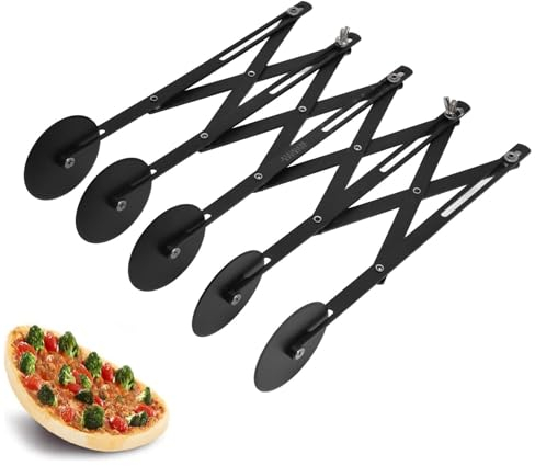 NIKOU Cortador de repostería de acero inoxidable, cuchillo de rueda múltiple para Pizza extensible, rodillo para masa, ruedas para Pasta(5)