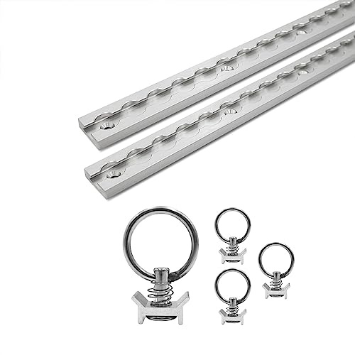 LABT Aluminium Airlineschienen Set mit Fittingen. 2X 0,5m Schienen 4X Zurrösen Eckige Airlineschiene zur Ladungssicherung für Anhänger, LKW, Wohnmobile - eloxierte Zurrschiene (Set 5)