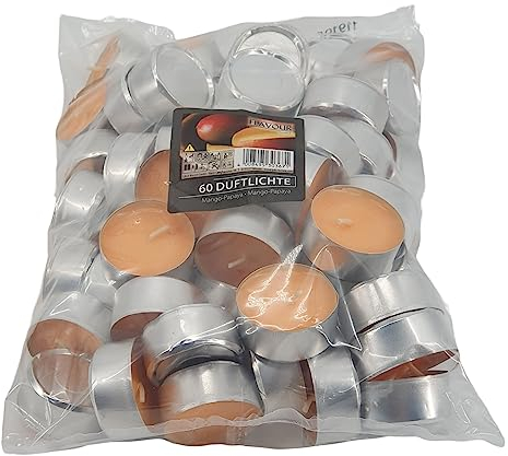 60 Stück Duft Kerze Teelichte mit Mango-Papaya Duft Teelichter Duftteelichter fruchtig