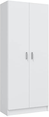 HOGAR24 ES Armario Escobero de 2 Puertas, Color Blanco, Medidas: 180x73x37 cm
