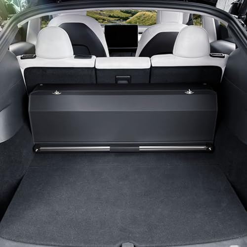 XCF Kofferraum-Organizer für Tesla Model Y 2022–2023 (5-Sitzer), Leder, stabile Kofferraum-Aufbewahrungsbox, Fach, faltbarer Organizer mit Deckel und Push-Pull-Griff, Schwarz